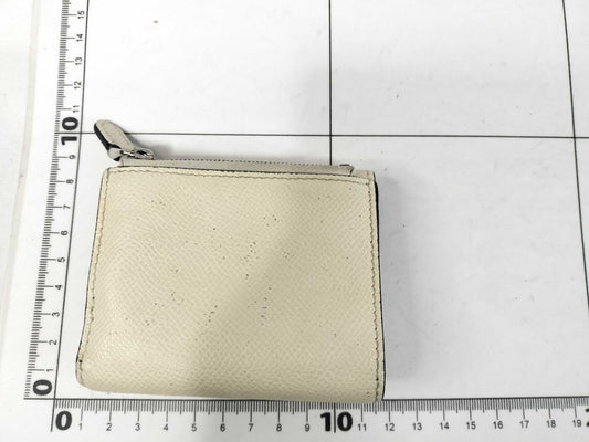 BVLGARI Bulgari Tri-fold Wallet, Beige Leather