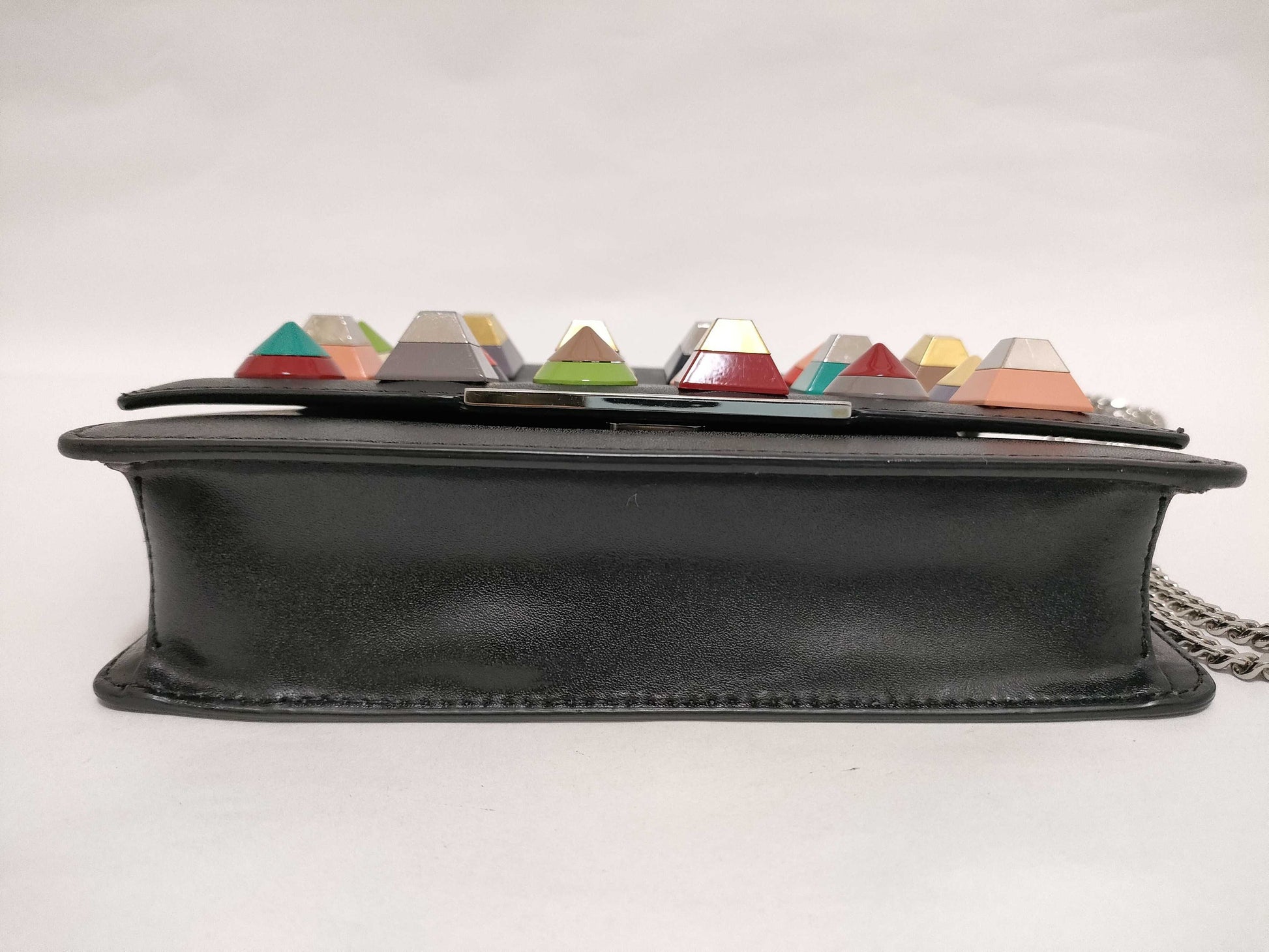 FENDI Chain Wallet Multi-Stud Leather Wallet