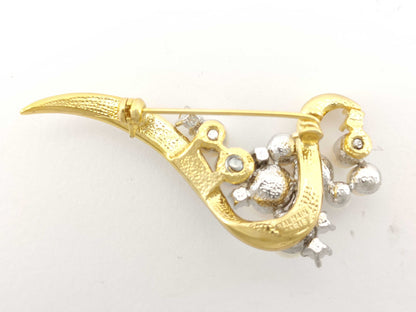 Balmain Faux Pearl and Rhinestone Brooch