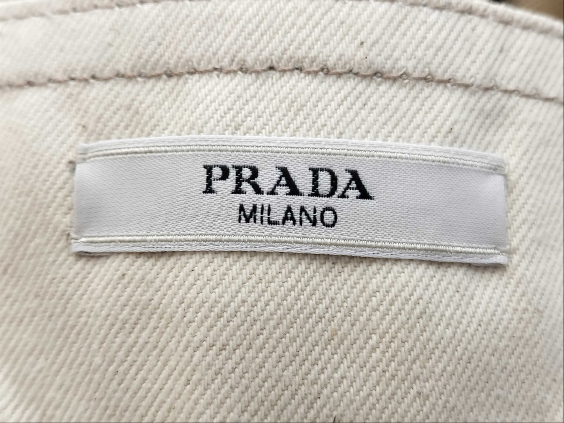 PRADA Prada Denim Overalls, Size 32, White, Front Triangle Logo, 100% Cotton, Men's Jumpsuit Pants