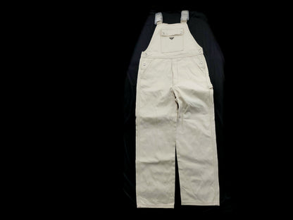 PRADA Prada Denim Overalls, Size 32, White, Front Triangle Logo, 100% Cotton, Men's Jumpsuit Pants