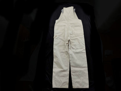 PRADA Prada Denim Overalls, Size 32, White, Front Triangle Logo, 100% Cotton, Men's Jumpsuit Pants