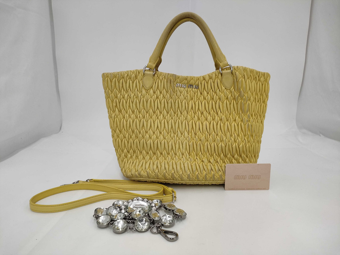 Miu Miu 2-way shoulder bag with nappa crystal and leather handbag