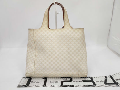 CELINE Macadam PVC White Brown Handbag