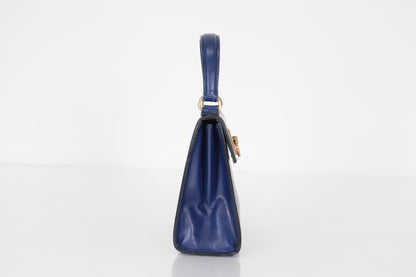 CELINE Leather Gancini Hardware 2-Way Mini Handbag Blue Shoulder Bag