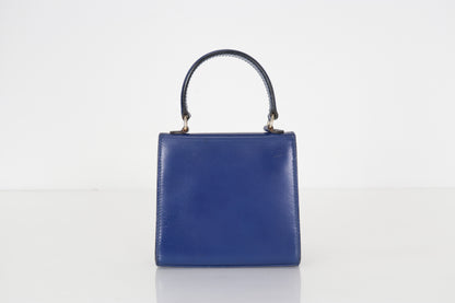 CELINE Leather Gancini Hardware 2-Way Mini Handbag Blue Shoulder Bag