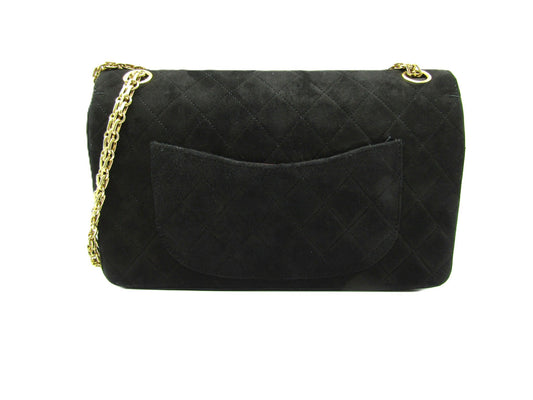 CHANEL CHANEL Matelasse Chain Shoulder Bag 25 A01112 Double Flap Suede Black Shoulder Bag