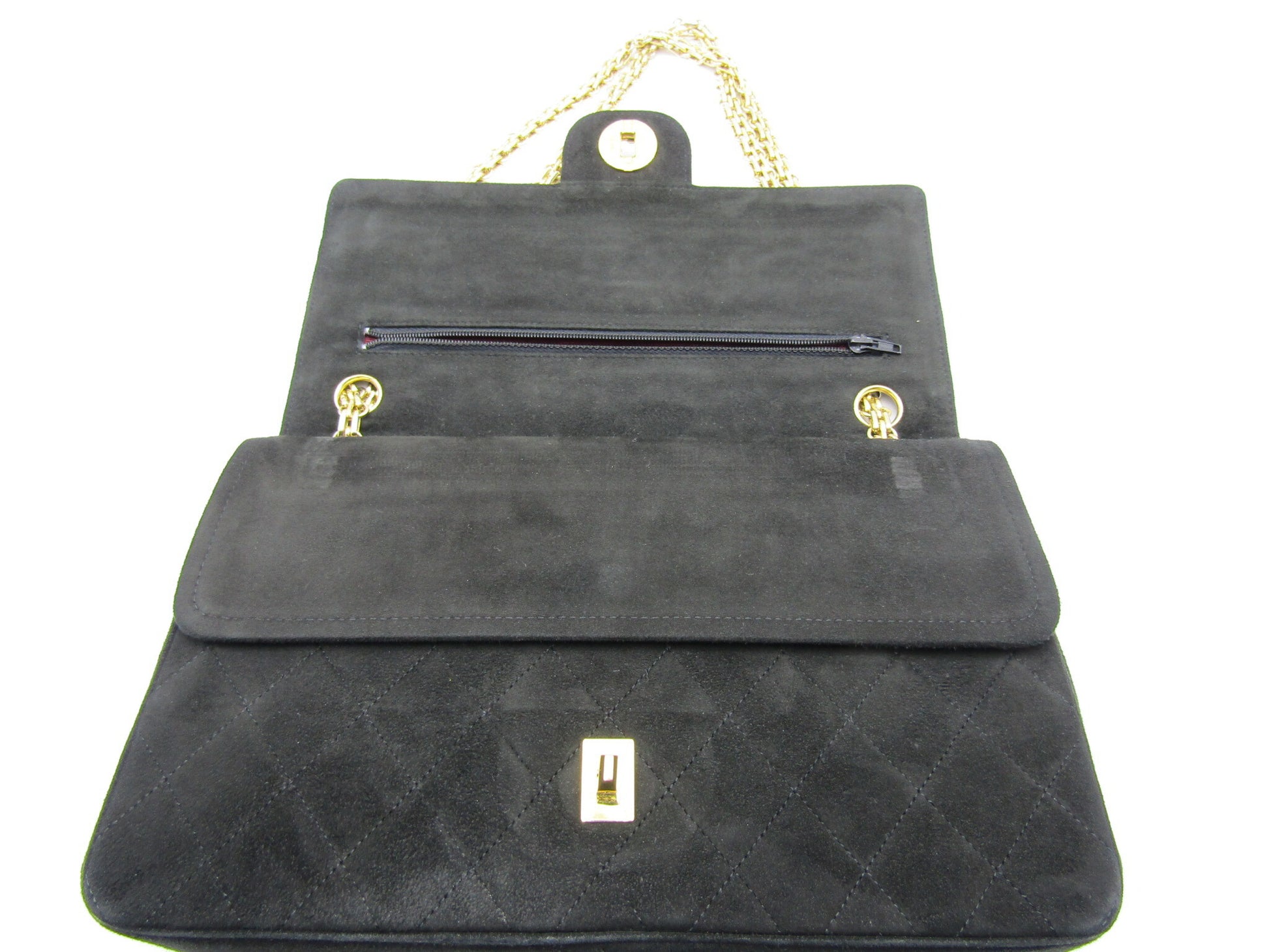 CHANEL CHANEL Matelasse Chain Shoulder Bag 25 A01112 Double Flap Suede Black Shoulder Bag