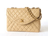 CHANEL Matelasse Lambskin Double Chain Shoulder Bag Beige