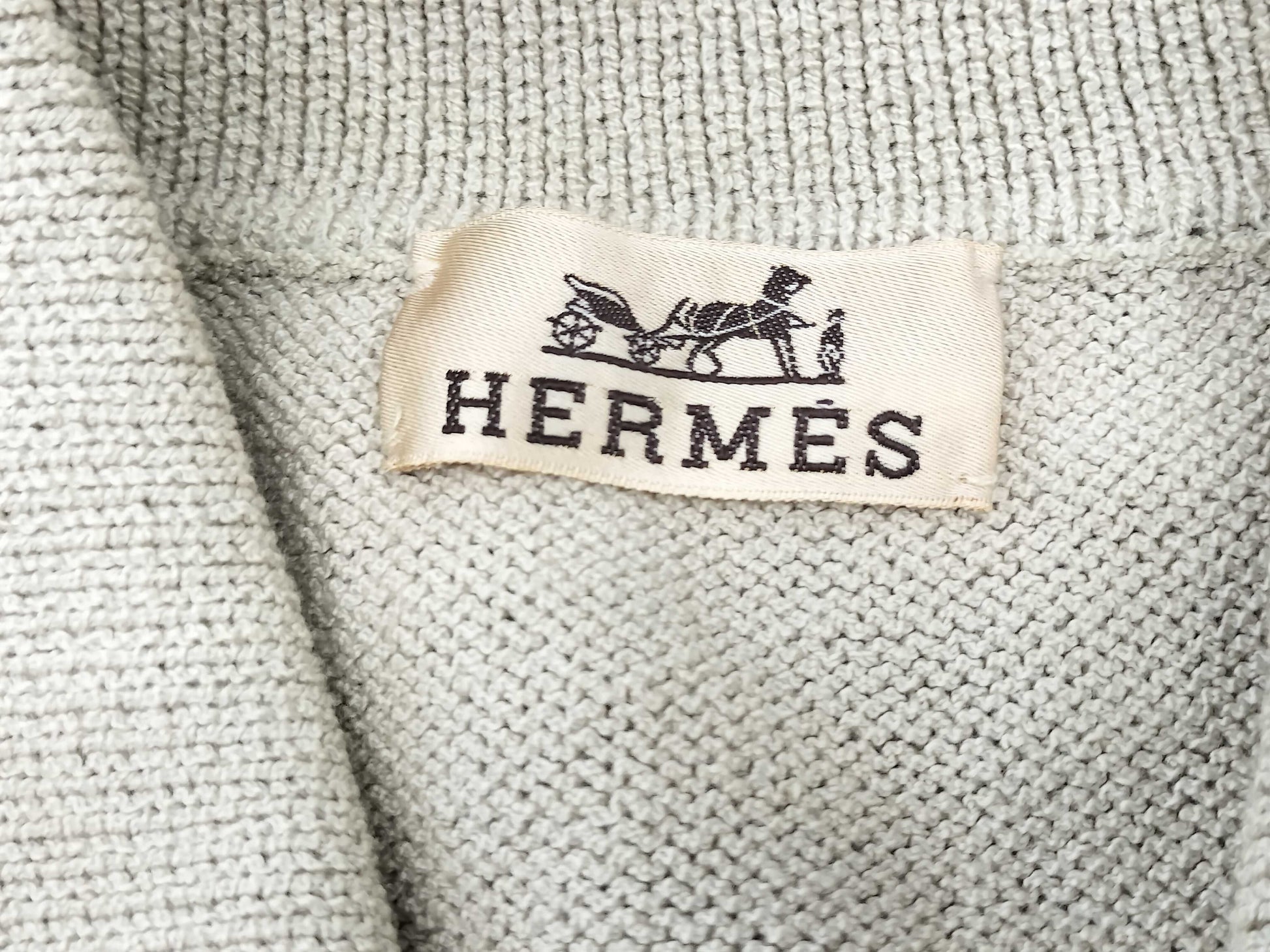 HERMES Openwork Half-Zip Knit Top