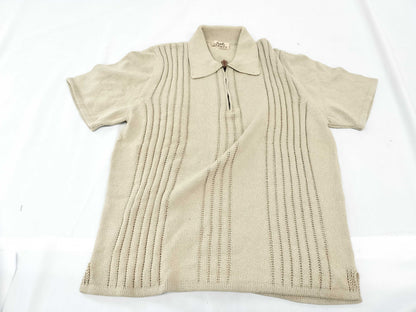 HERMES Openwork Half-Zip Knit Top