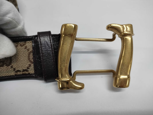 GUCCI GG Canvas Boots Motif Buckle Belt