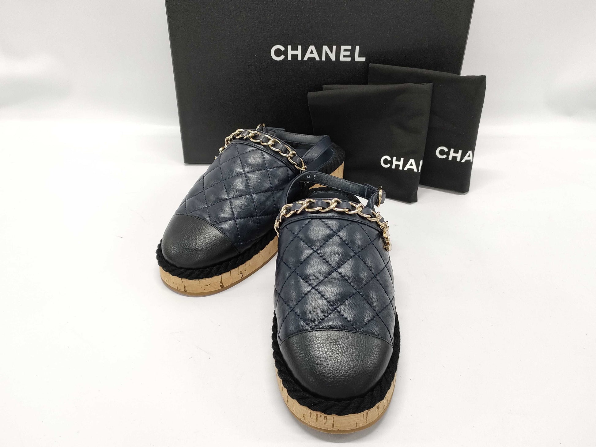 CHANEL Coco Mark Matelasse Slingback Sandals, Size 36