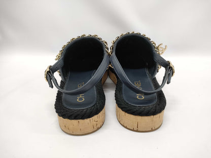 CHANEL Coco Mark Matelasse Slingback Sandals, Size 36