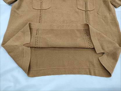 CHANEL Coco Mark Openwork Polo Shirt, Size 44, Tops