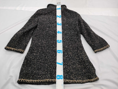 CHANEL Coco Mark Trim Tweed Coat Size 42