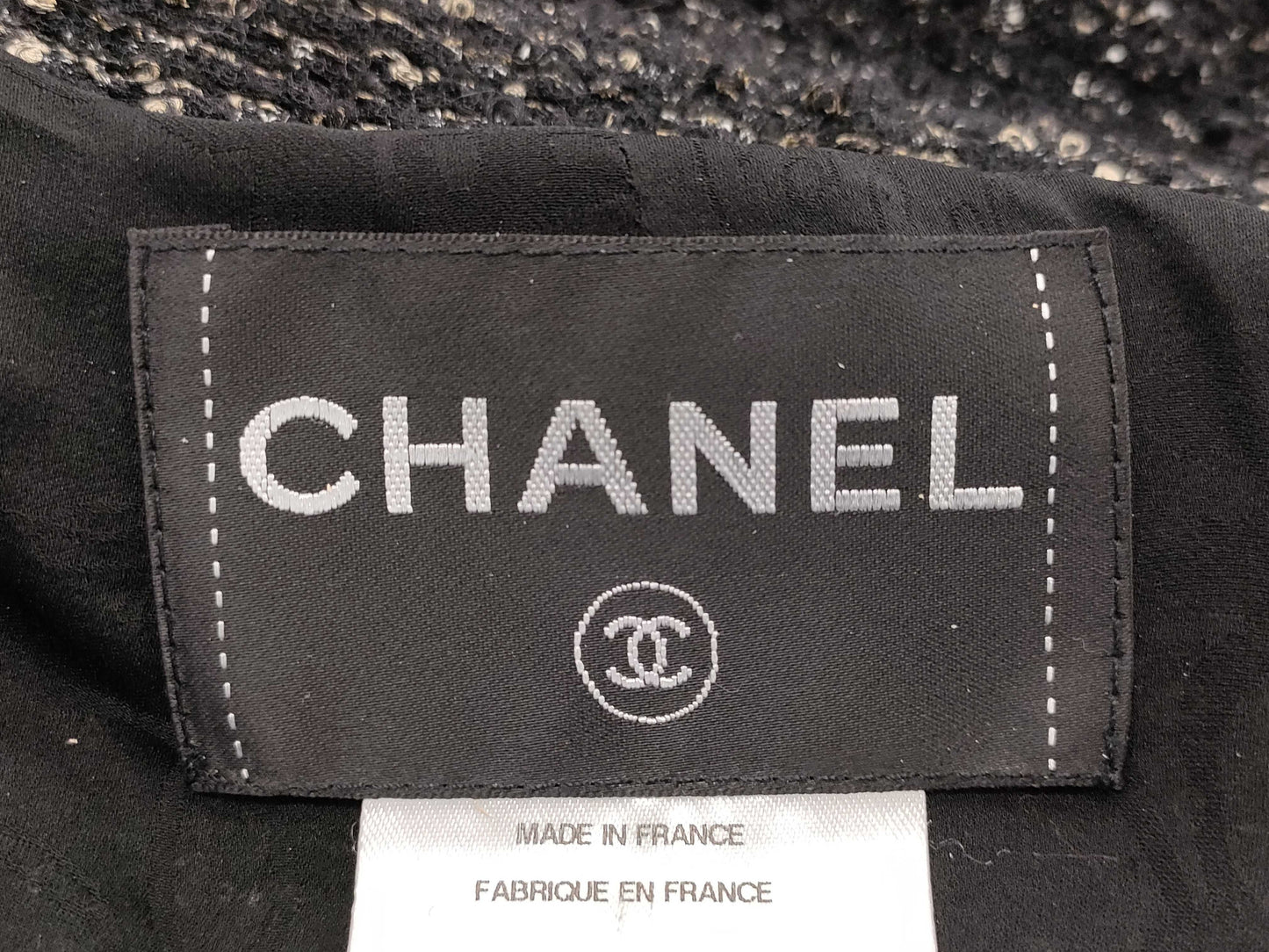 CHANEL Coco Mark Trim Tweed Coat Size 42