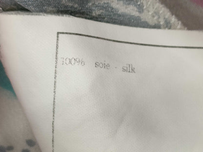 CHANEL P07356 Size 36 Light Blue Cropped Short Sleeve All-Over Print Shirt