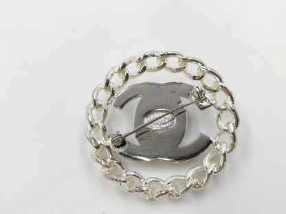 CHANEL Coco Mark Chain Motif Round Brooch