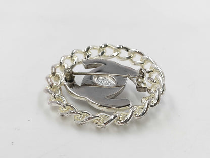 CHANEL Coco Mark Chain Motif Round Brooch