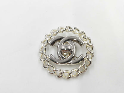 CHANEL Coco Mark Chain Motif Round Brooch