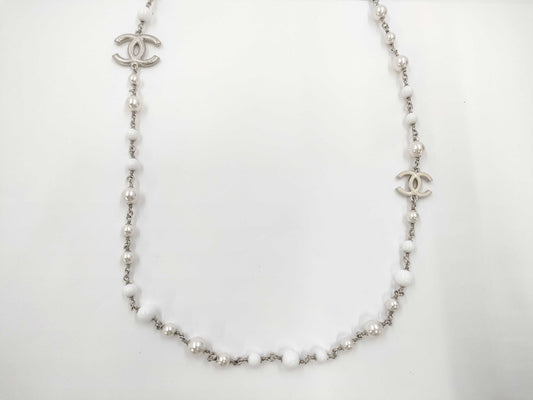 CHANEL Coco Mark Costume Pearl Long Necklace
