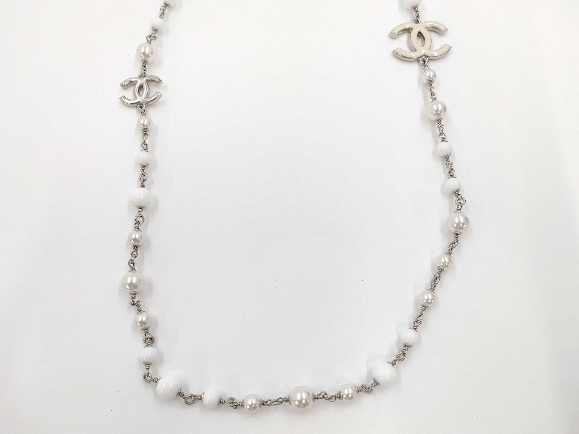 CHANEL Coco Mark Costume Pearl Long Necklace