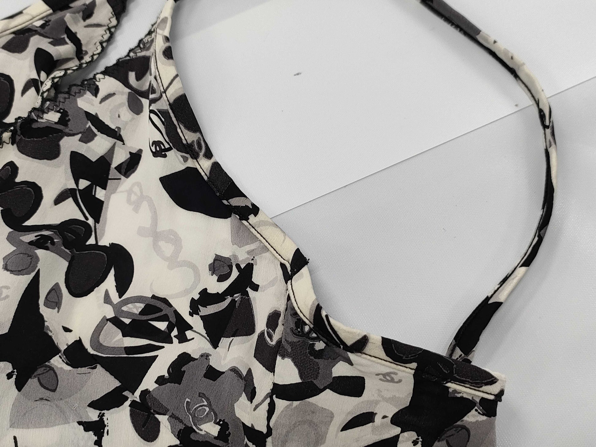 CHANEL Coco Mark Flower Print Silk Camisole, Size 36, Top