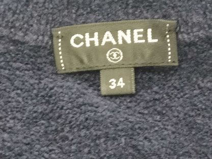 CHANEL Coco Mark Chain Stitch Pile Knit Jacket, Size 34