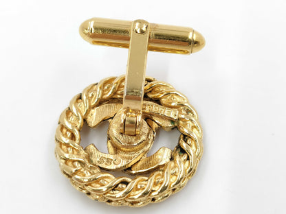 CHANEL Coco Mark Vintage Round Cufflinks Tie Clip/Cufflinks