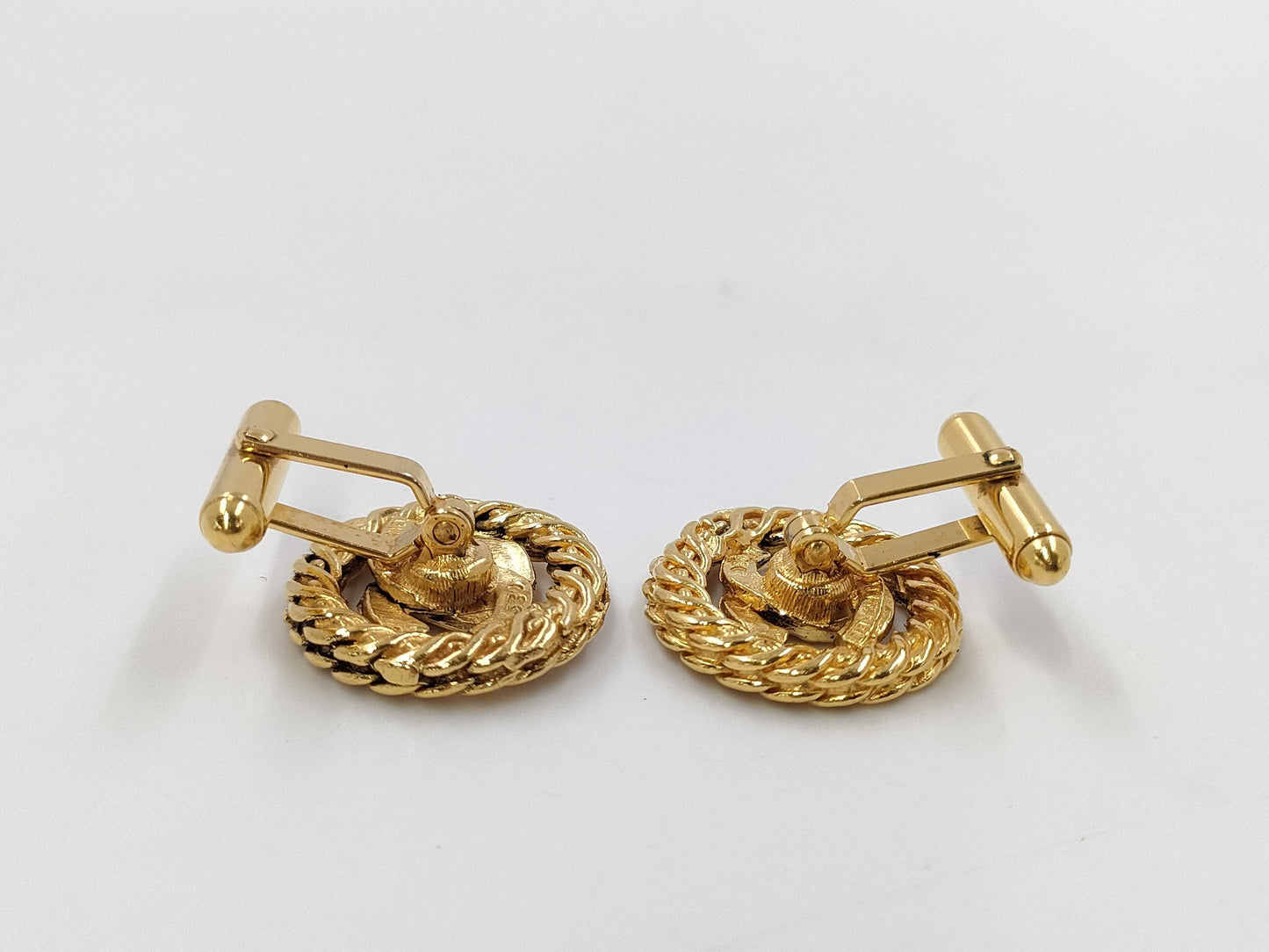 CHANEL Coco Mark Vintage Round Cufflinks Tie Clip/Cufflinks