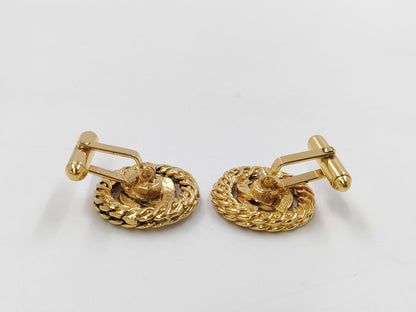 CHANEL Coco Mark Vintage Round Cufflinks Tie Clip/Cufflinks