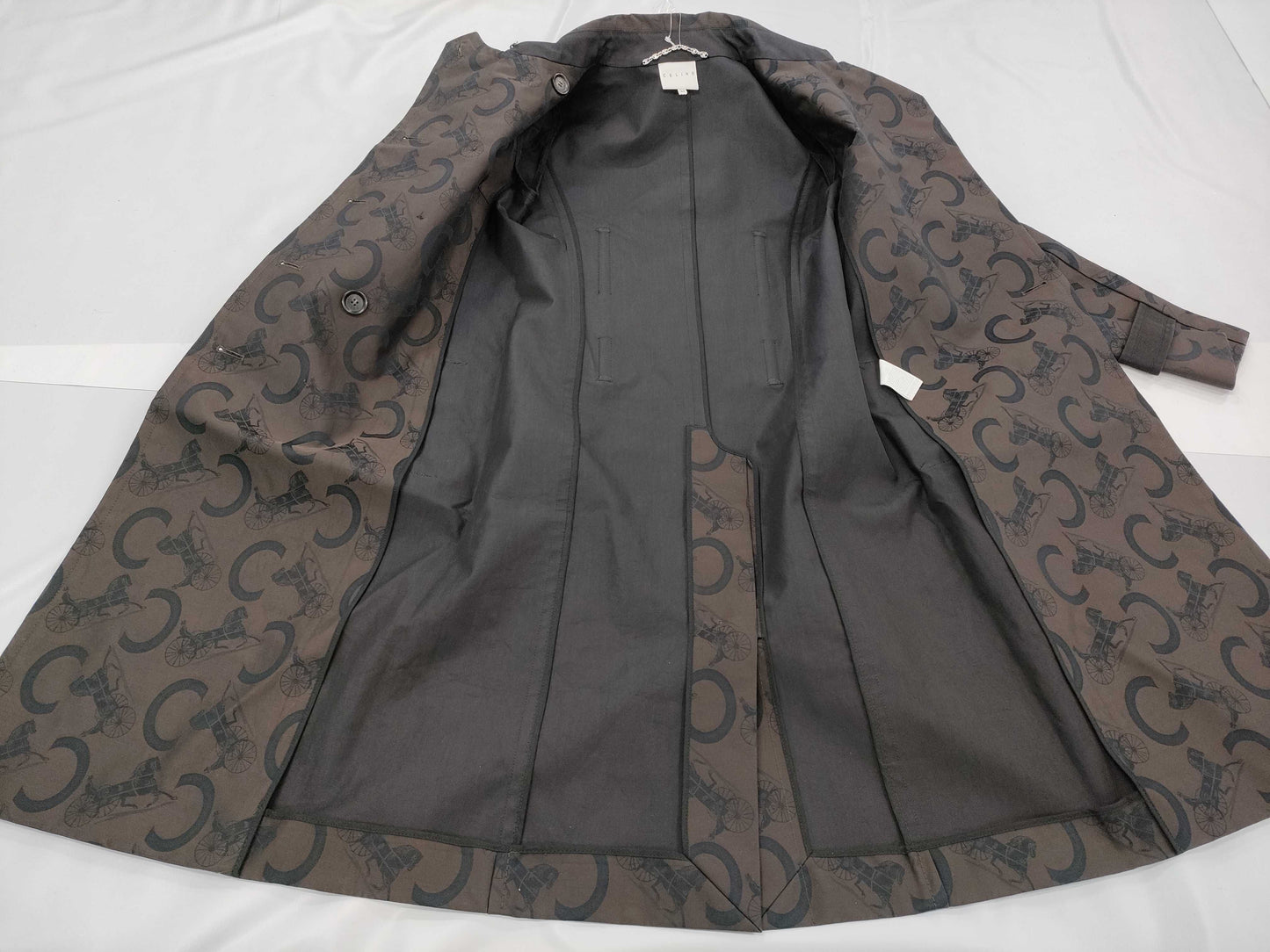 CELINE C Macadam Trench Coat, Size 34