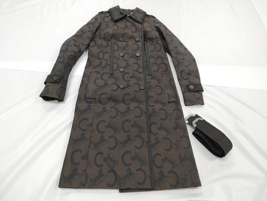 CELINE C Macadam Trench Coat, Size 34