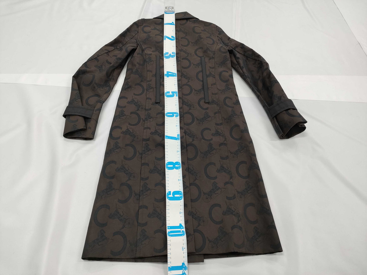 CELINE C Macadam Trench Coat, Size 34