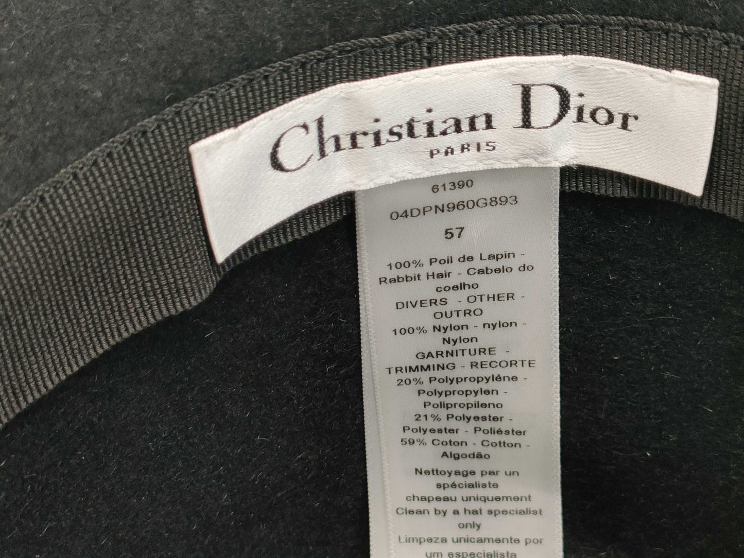 Dior Rabbit Hat Size 57 Other Accessories