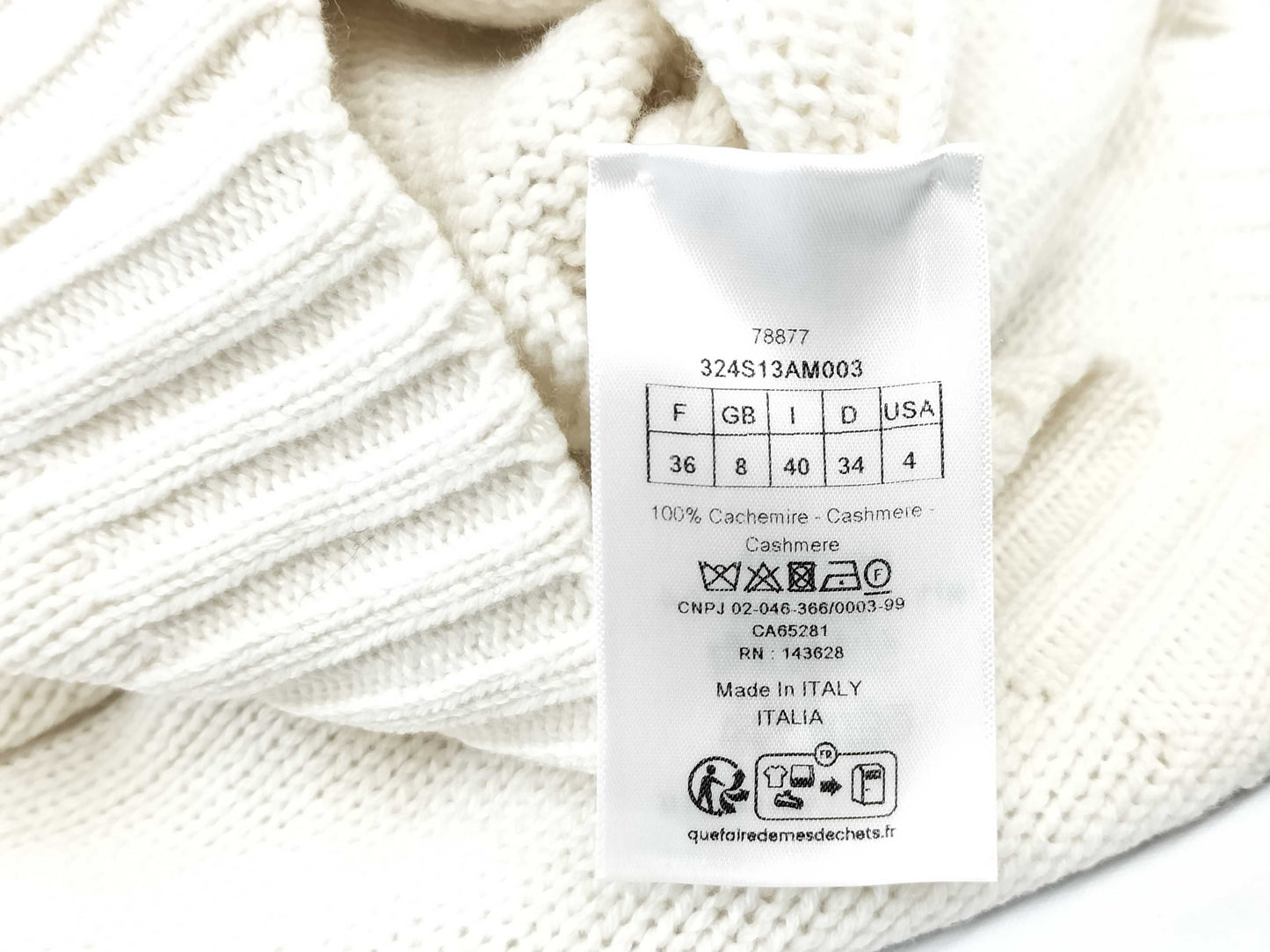 Dior Frill Sleeve Cashmere Knit Top, Size 36