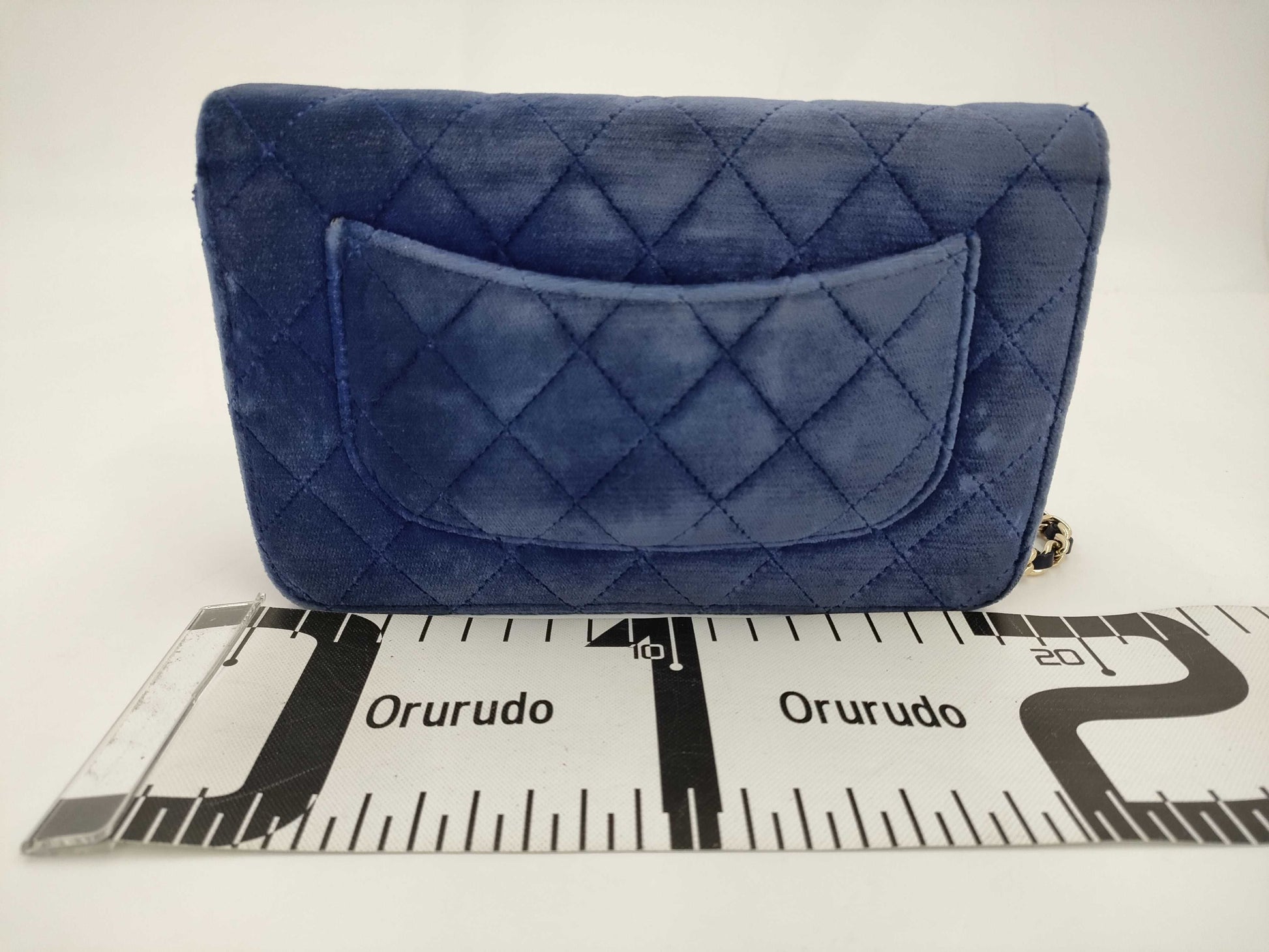 CHANEL Velour Chain Wallet Shoulder Bag