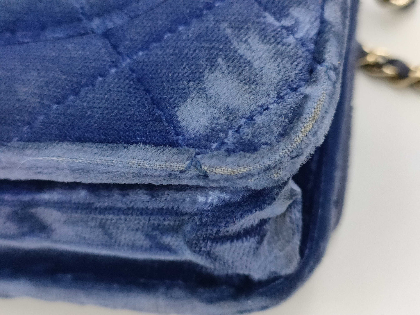 CHANEL Velour Chain Wallet Shoulder Bag