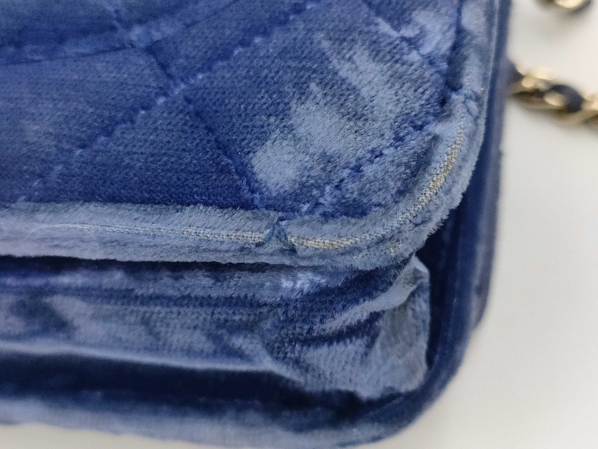 CHANEL Velour Chain Wallet Shoulder Bag