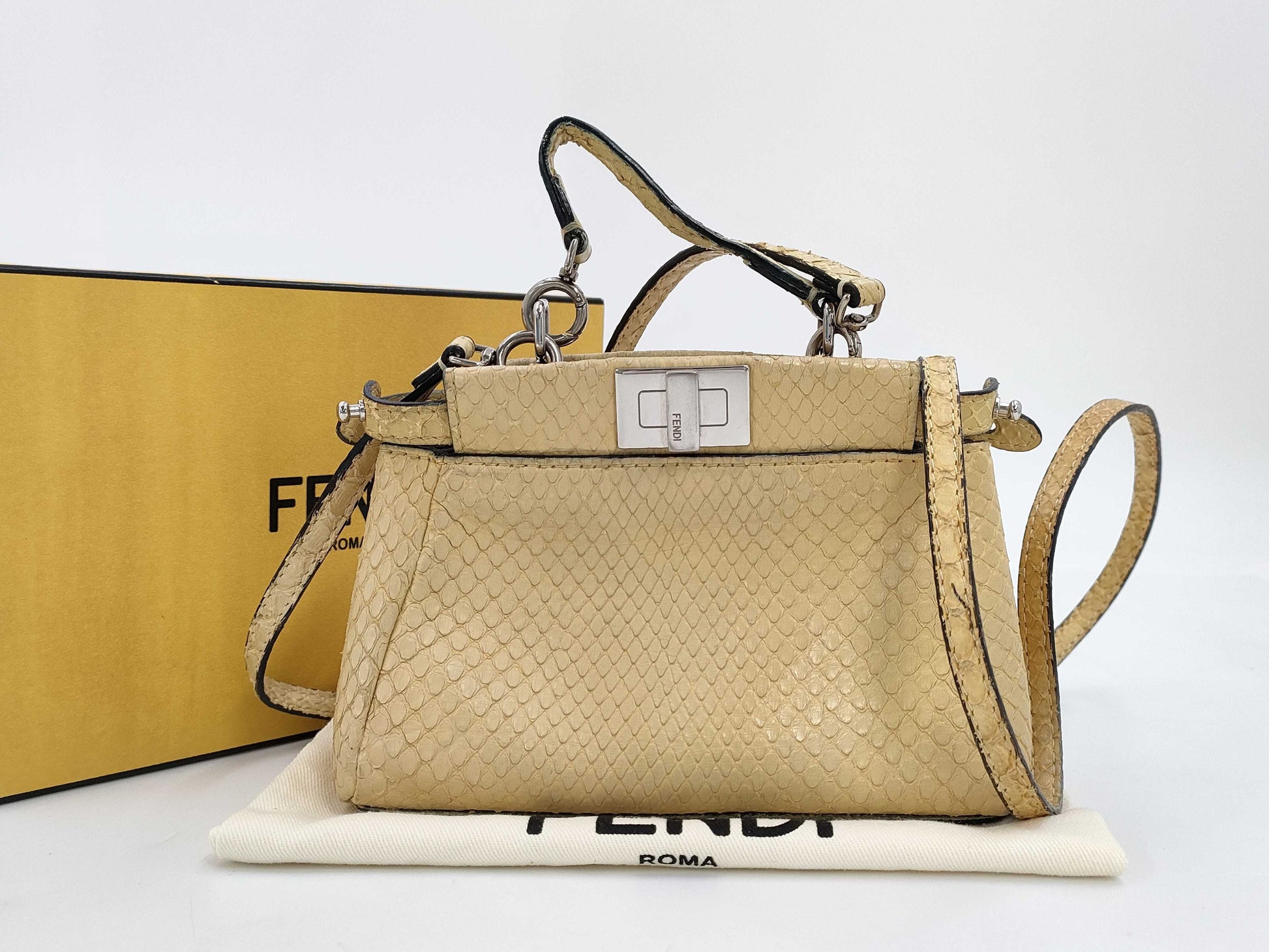 FENDI Peekaboo 2-way Python Shoulder Bag