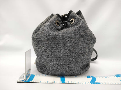 CHANEL Deauville Drawstring Shoulder Bag A57536 Gray with Silver Hardware, Tweed, 27198585