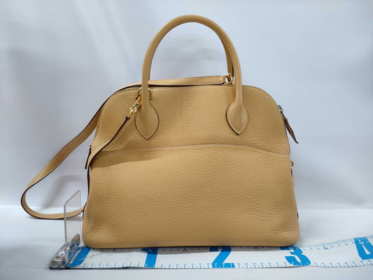 HERMES ) HERMES Bolide 31 Taurillon Clemence Leather Handbag with H Stamp and Gold Hardware