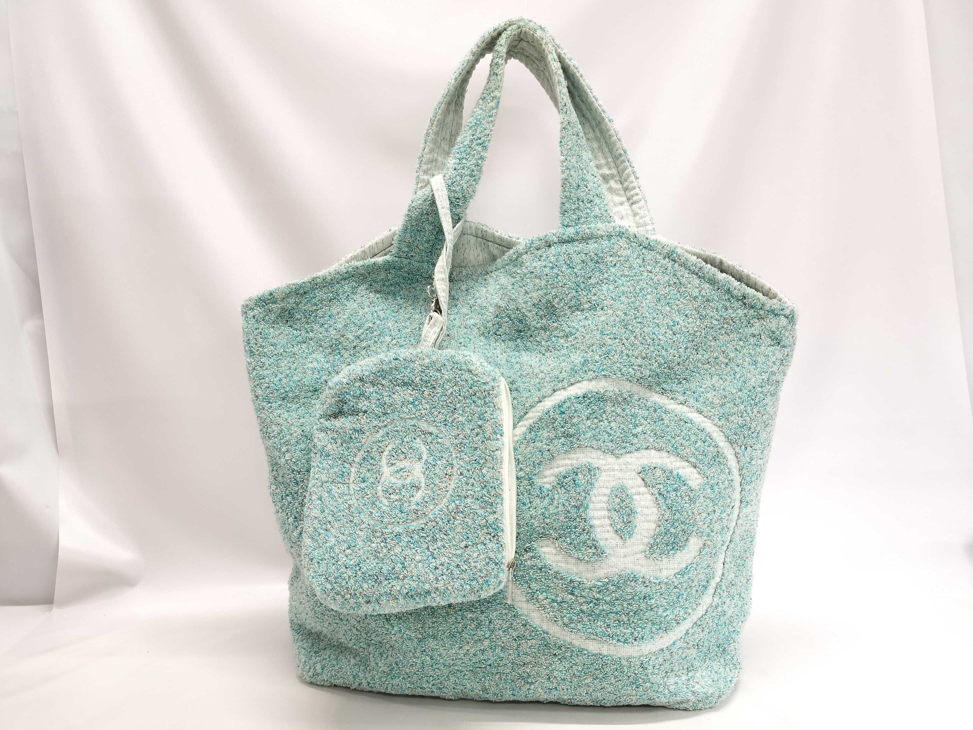 CHANEL Coco Beach Towel Pile Tote Bag with Pouch