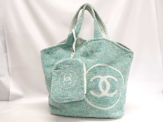CHANEL Coco Beach Towel Pile Tote Bag with Pouch