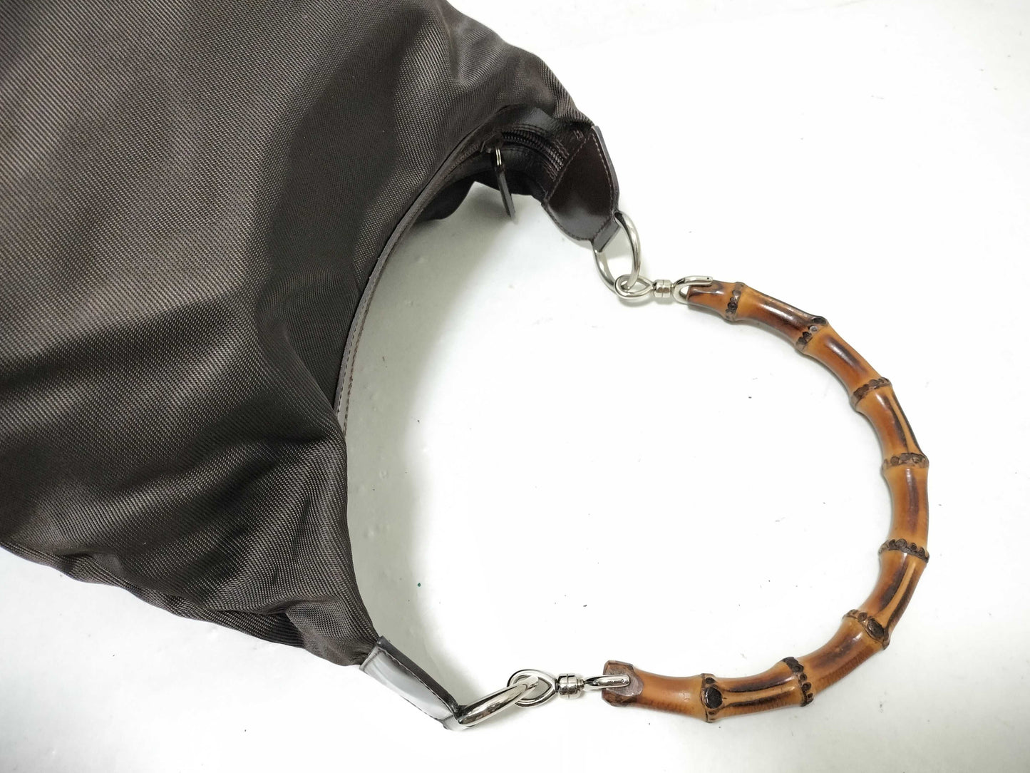 GUCCI Bamboo GUCCI Bamboo Nylon One-Shoulder Bag Brown Nylon Shoulder Bag