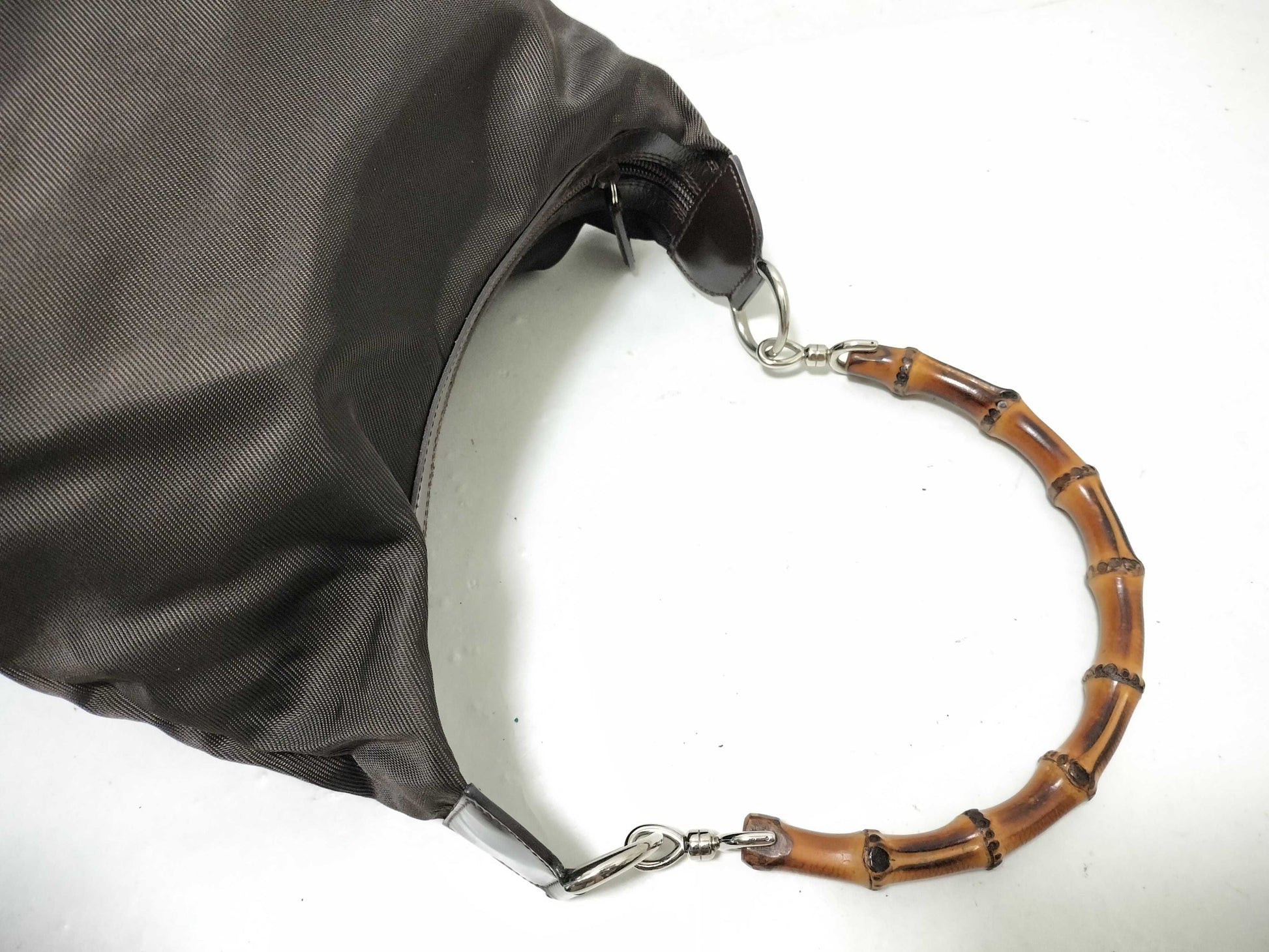 GUCCI Bamboo GUCCI Bamboo Nylon One-Shoulder Bag Brown Nylon Shoulder Bag