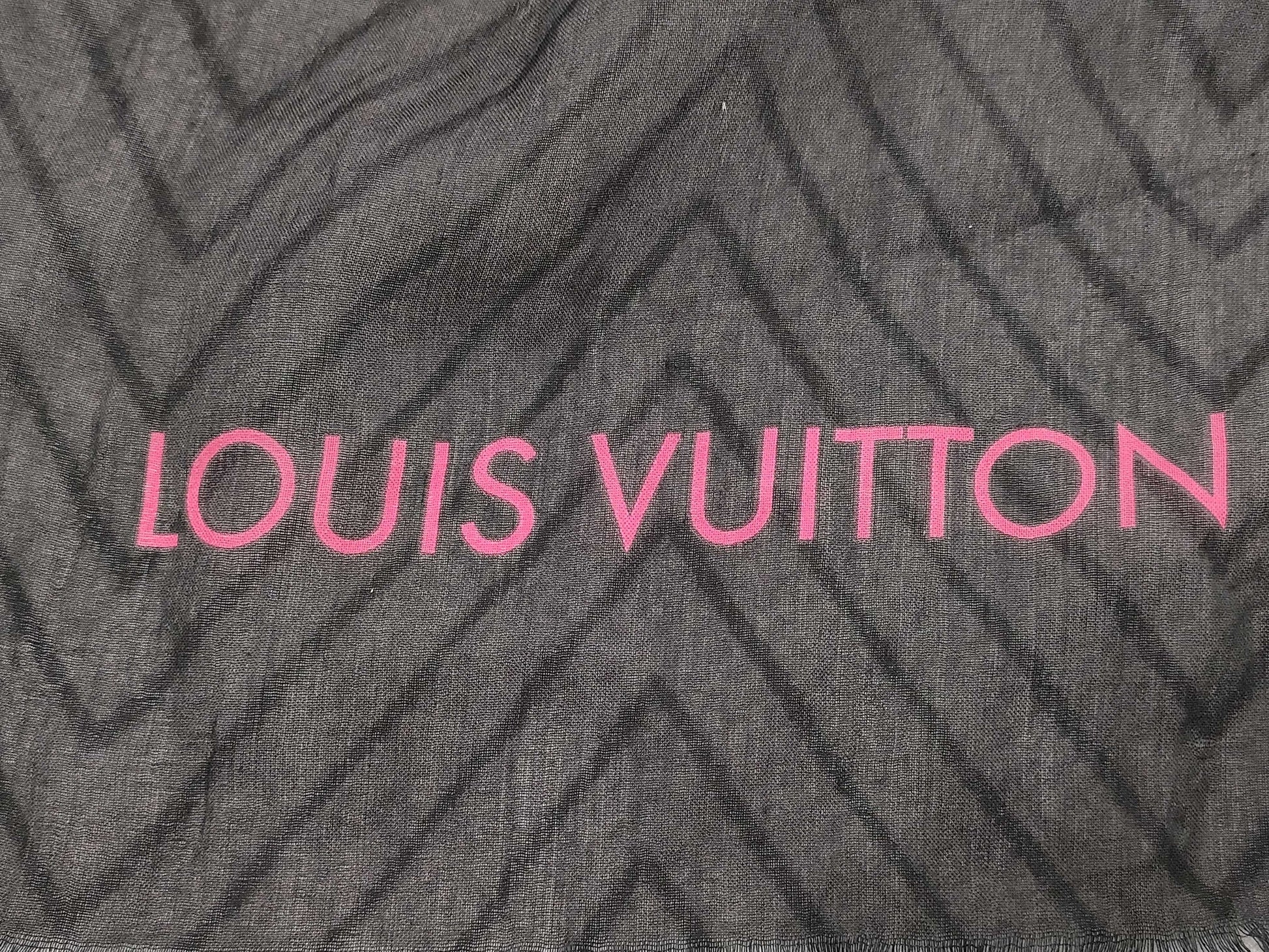 LOUIS VUITTON Scarf, 79% Cotton, 21% Silk, Black, White, Red, Blue, IS0194 MP1531