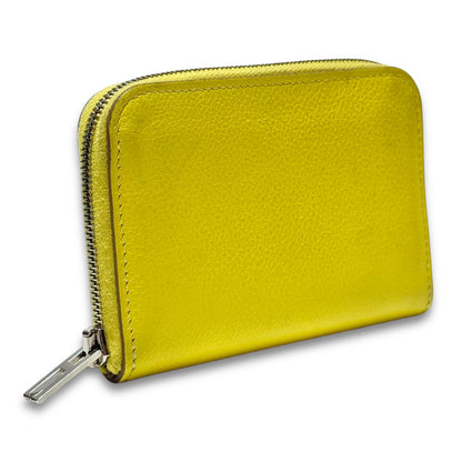 HERMES Zip Ango H Evercolor Jaune Citron U Stamp 22 Years Old Card Case Wallet W11cm x H7.5cm x D1.5cm Coin Case