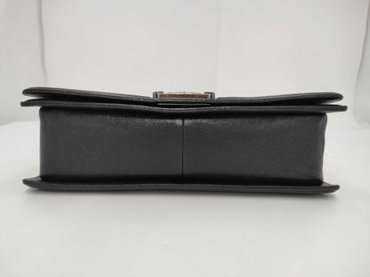 CHANEL Boy Chanel Caviar Leather Chain Shoulder Bag, Black, No. 23